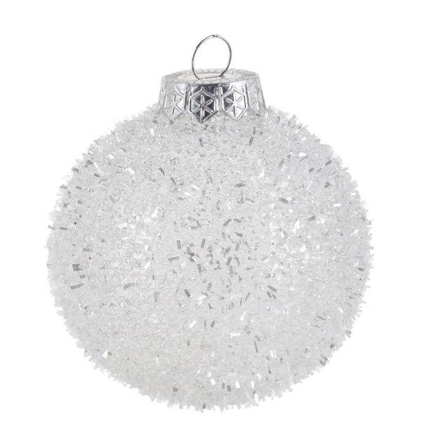 Χριστουγεννιάτικη Μπάλα με Στρας Λευκή (8cm)